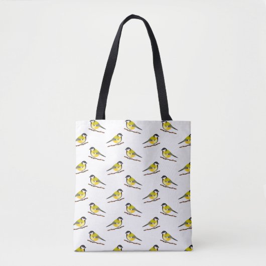 Leuk vogelpatroon van gele koolmezen tote bag (Voorkant)