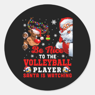  leuk voor de volleybalspeler Santa is Wat Ronde Sticker