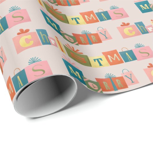 Leuk Vrolijk Kerstfeest cadeaus ontwerp Cadeaupapier (Rol Hoek)