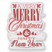 Leuk Vrolijk Kerstfeest Gelukkig Nieuwjaar Sticker (Voorkant)