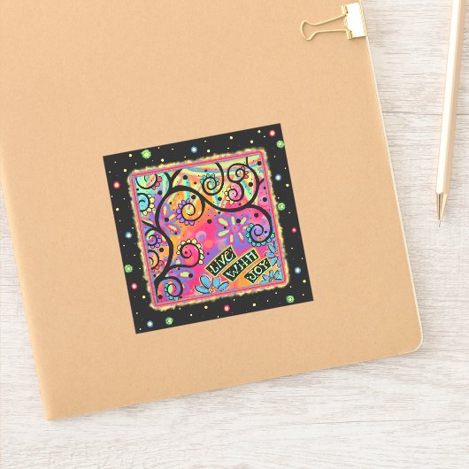 Leuk Vrolijk Live Met Vreugde Kleurrijk Sticker (Notitieboek)