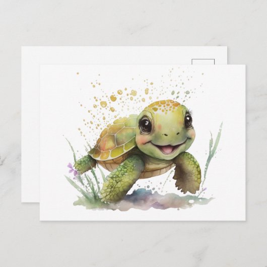 Leuk vrolijk schildpad Briefkaart (Voorkant / Achterkant)