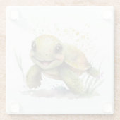 Leuk vrolijk schildpad glas Onderzetter (Achterkant)