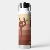 Leuk Vrouw Gymnastiek Gepersonaliseerd Bruin Waterfles (Voorkant)