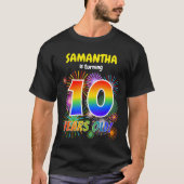 Leuk Vuurwerk, Regenboogblik "10", 10de Verjaardag T-shirt (Voorkant)