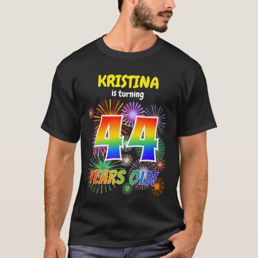 Leuk Vuurwerk, Regenboogblik "44", 44e Verjaardag T-shirt (Voorkant)
