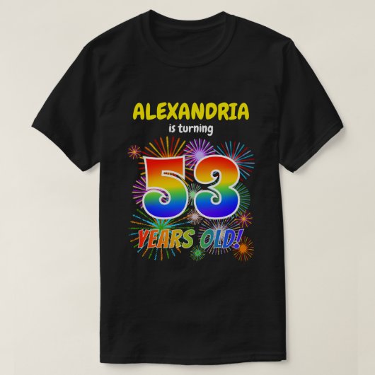 Leuk Vuurwerk, Regenboogblik "53", 53ste Verjaarda T-shirt (Design voorkant)