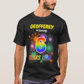 Leuk Vuurwerk, Regenboogblik "6", 6e Verjaardag T-shirt (Voorkant)