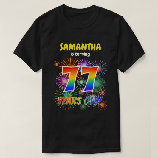 Leuk Vuurwerk, Regenboogblik "77", 77ste Verjaarda T-shirt (Design voorkant)