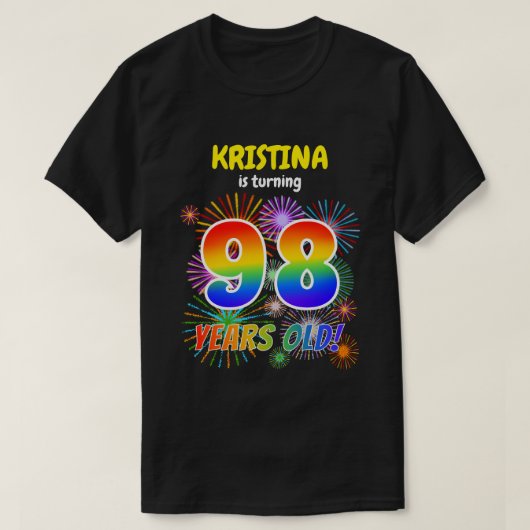 Leuk Vuurwerk, Regenboogblik "98", 98ste Verjaarda T-shirt (Design voorkant)