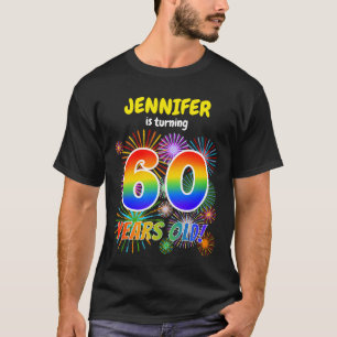 Leuk vuurwerk, regenbooglook "60", 60ste verjaarda t-shirt