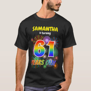 Leuk vuurwerk, regenbooglook "61", 61ste verjaarda t-shirt