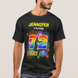 Leuk vuurwerk, regenbooglook "72", 72e verjaardag t-shirt