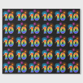Leuk vuurwerk + regenboogpatroon "10" Evenementnum Cadeaupapier (Vlak)