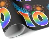 Leuk vuurwerk + regenboogpatroon "10" Evenementnum Cadeaupapier (Rol Hoek)