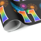 Leuk vuurwerk + regenboogpatroon "11" Evenementnum Cadeaupapier (Rol Hoek)