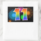 Leuk vuurwerk + regenboogpatroon "11" Evenementnum Rechthoekige Sticker (Tas)