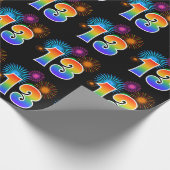 Leuk vuurwerk + regenboogpatroon "13" Evenementnum Cadeaupapier (Hoek)