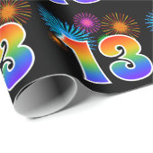 Leuk vuurwerk + regenboogpatroon "13" Evenementnum Cadeaupapier (Rol Hoek)