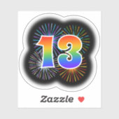 Leuk vuurwerk + regenboogpatroon "13" Event # Sticker (Vel)