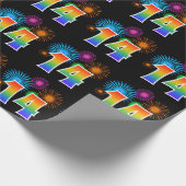 Leuk vuurwerk + regenboogpatroon "14" Evenementnum Cadeaupapier (Hoek)