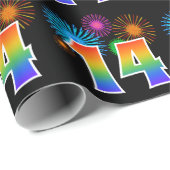 Leuk vuurwerk + regenboogpatroon "14" Evenementnum Cadeaupapier (Rol Hoek)