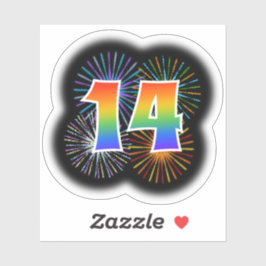 Leuk vuurwerk + regenboogpatroon "14" Event # Sticker