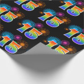 Leuk vuurwerk + regenboogpatroon "15" Evenementnum Cadeaupapier (Hoek)