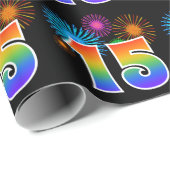 Leuk vuurwerk + regenboogpatroon "15" Evenementnum Cadeaupapier (Rol Hoek)