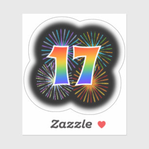 Leuk vuurwerk + regenboogpatroon "17" Event # Sticker