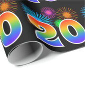 Leuk vuurwerk + regenboogpatroon "20" Evenementnum Cadeaupapier (Rol Hoek)