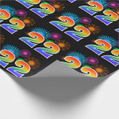 Leuk vuurwerk + regenboogpatroon "22" Evenementnum Cadeaupapier (Hoek)