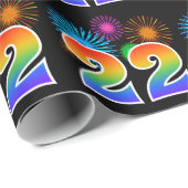 Leuk vuurwerk + regenboogpatroon "22" Evenementnum Cadeaupapier (Rol Hoek)