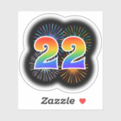 Leuk vuurwerk + regenboogpatroon "22" Event # Sticker (Vel)