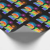 Leuk vuurwerk + regenboogpatroon "24" Evenementnum Cadeaupapier (Hoek)