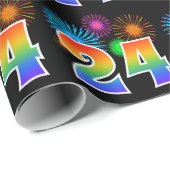 Leuk vuurwerk + regenboogpatroon "24" Evenementnum Cadeaupapier (Rol Hoek)