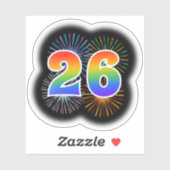 Leuk vuurwerk + regenboogpatroon "26" Event # Sticker (Vel)
