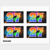 Leuk vuurwerk + regenboogpatroon "27" Evenementnum Rechthoekige Sticker (Vel)