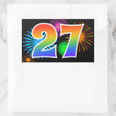 Leuk vuurwerk + regenboogpatroon "27" Evenementnum Rechthoekige Sticker (Tas)