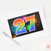Leuk vuurwerk + regenboogpatroon "27" Evenementnum Rechthoekige Sticker (Envelop)