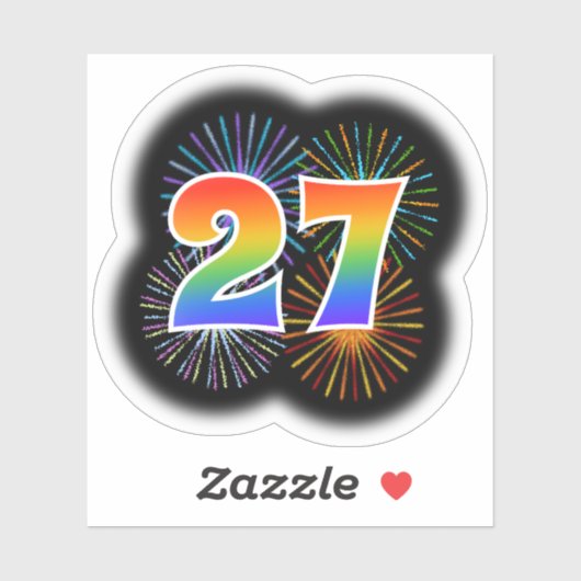 Leuk vuurwerk + regenboogpatroon "27" Event # Sticker (Vel)