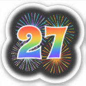 Leuk vuurwerk + regenboogpatroon "27" Event # Sticker (Voorkant)
