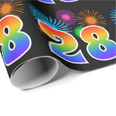 Leuk vuurwerk + regenboogpatroon "28" Evenementnum Cadeaupapier (Rol Hoek)