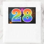 Leuk vuurwerk + regenboogpatroon "28" Evenementnum Rechthoekige Sticker (Tas)