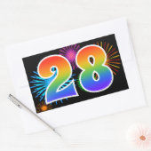 Leuk vuurwerk + regenboogpatroon "28" Evenementnum Rechthoekige Sticker (Envelop)