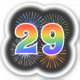 Leuk vuurwerk + regenboogpatroon "29" Event # Sticker