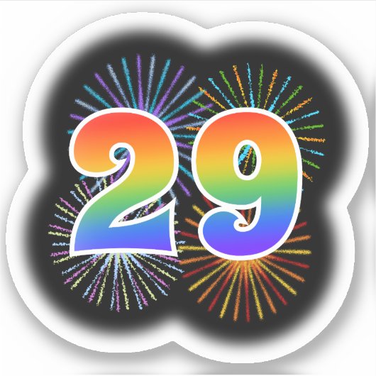 Leuk vuurwerk + regenboogpatroon "29" Event # Sticker (Voorkant)