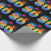 Leuk vuurwerk + regenboogpatroon "30" Evenementnum Cadeaupapier (Hoek)