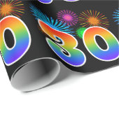 Leuk vuurwerk + regenboogpatroon "30" Evenementnum Cadeaupapier (Rol Hoek)