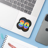 Leuk vuurwerk + regenboogpatroon "30" Event # Sticker (Laptop met iPhone)